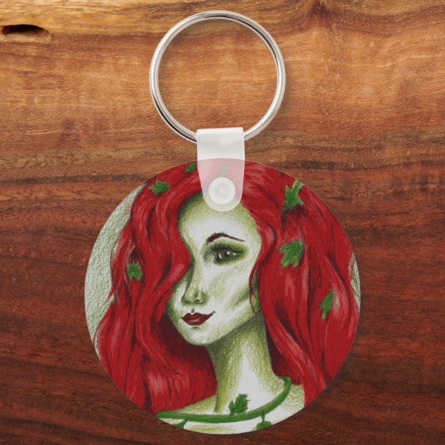 Chaveiro Arte Fantasia Pixie Mulher Ruiva Ninfa Ivy (Frente)