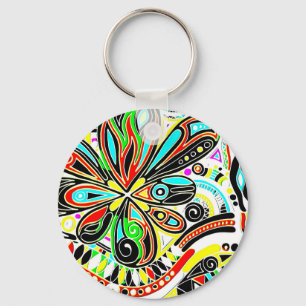 Chaveiro Arte Fantástica de Desenho - Flores de Abstrato 3 