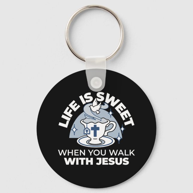 Chaveiro Arte Fiável - Teacup com Cruz e Dove (Frente)