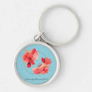 Chaveiro Arte Floral Abstrata Elegante de Coral