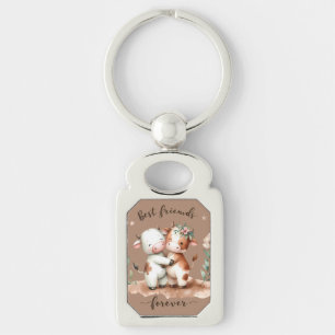 Chaveiro Arte Floral de Abraço de Melhores Amigos Vaca Fofa