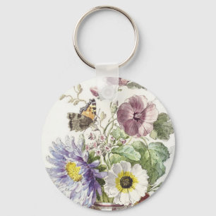 Chaveiro Arte Floral de Borboleta Vintage de William van Le