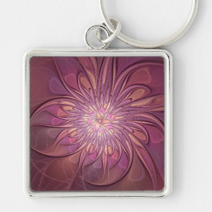 Chaveiro Arte floral fractal moderno abstrato cores de frut