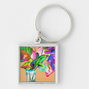 Chaveiro Arte floral moderna em aquarela flores