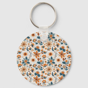 Chaveiro Arte Folclórica Boho de Campo de Flores Silvestres