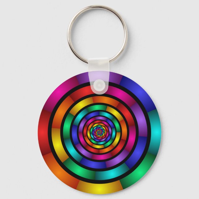 Chaveiro Arte Fractal Arredondada e Psicodélica Colorida Mo (Frente)