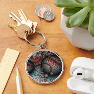 Chaveiro Arte fractal de fantasia vívida abstrata marrom az