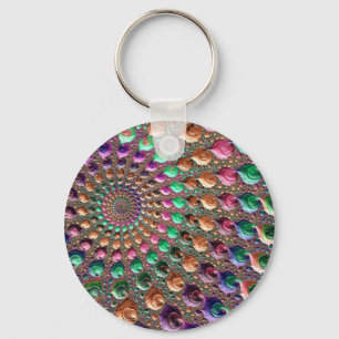 Chaveiro Arte Fractal Espiral Colorida Trippy Groovy Vibran