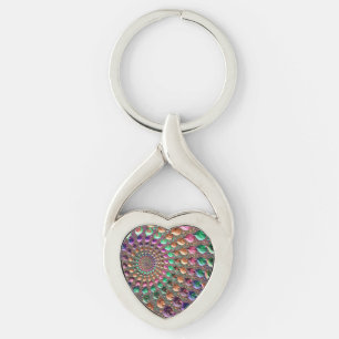Chaveiro Arte Fractal Espiral Colorida Trippy Groovy Vibran