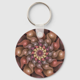 Chaveiro Arte Fractal Moderna Abstrato de Flor Shiny Surrea