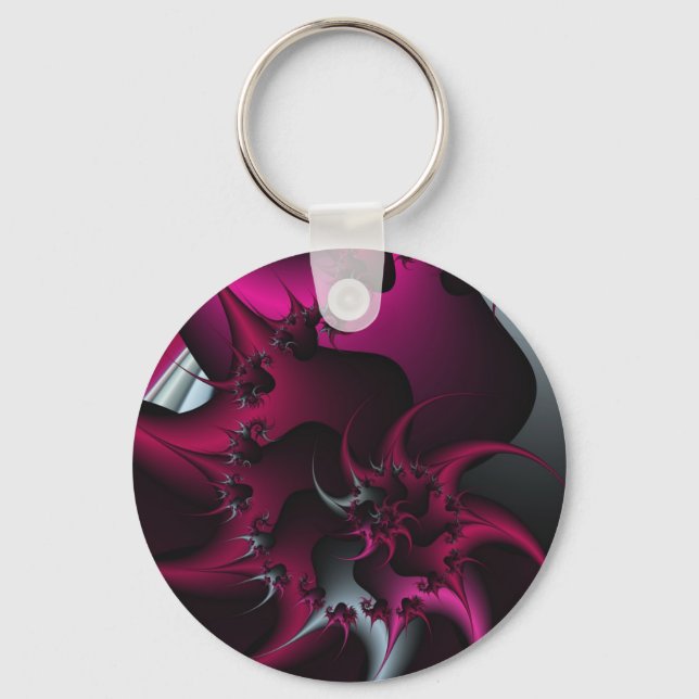 Chaveiro arte fractal rosa (Frente)