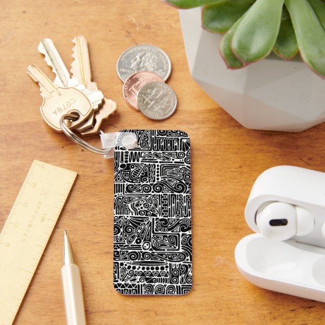 Chaveiro Arte Geométrica Preta E Branca 2 (Mesa)