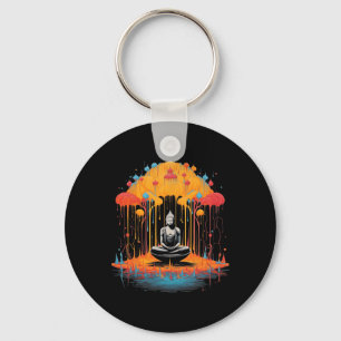 Chaveiro Arte Gráfico de Meditação Zen Buda Surreal Legal Y