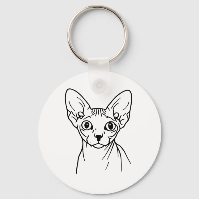 Chaveiro Arte Linear de Gato Sphynx Elegante (Frente)