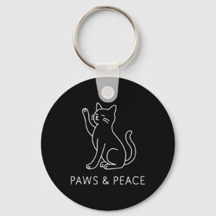 Chaveiro Arte Linear de Gato Yoga - Motivo Patas e Paz