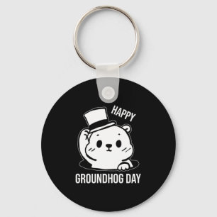 Chaveiro Arte Linear Feliz Dia do Groundhog