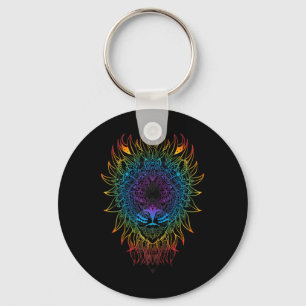 Chaveiro Arte Mandala da Leoa Feminina Zen Ioga Meditação B