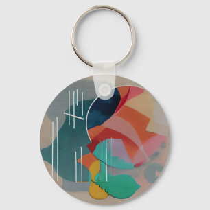 Chaveiro Arte minimalista abstrata retrô