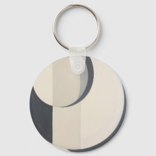 Chaveiro Arte Minimalista de Círculos Preto e Branco