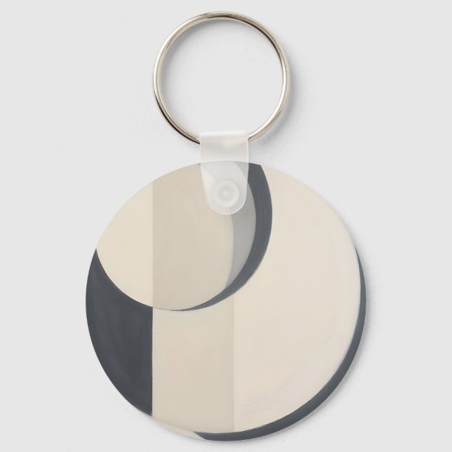 Chaveiro Arte Minimalista de Círculos Preto e Branco (Frente)