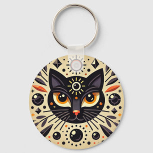 Chaveiro Arte Mística de um Gato Preto