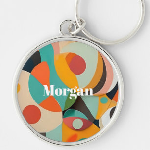 Chaveiro Arte Moderna de Meados do Século, Nome ou Monogram
