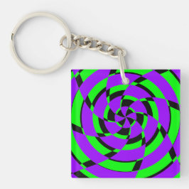 Chaveiro Arte Moderna Rodopio Psicodélico Verde Roxo