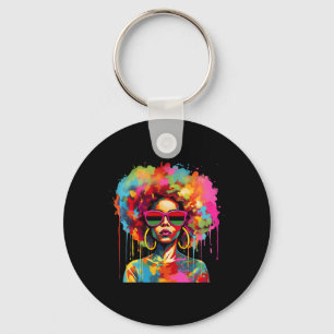Chaveiro Arte Negra Colorida Rainha Afro Melanin Derrubando