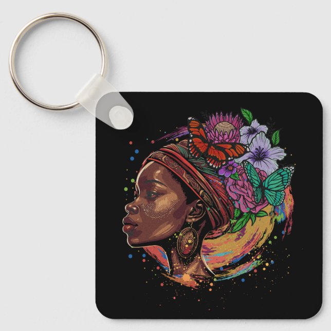 Chaveiro Arte Negra Rainha Negra Afro Melanin Drippi (Frente)