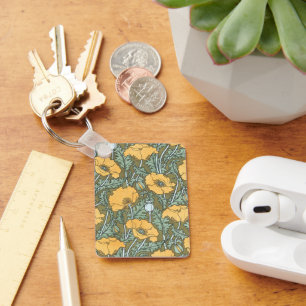 Chaveiro Arte Nova Antiga, Flores de Papoula no Jardim