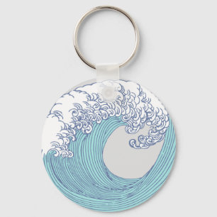 Chaveiro Arte Oceânica Onda Surf Japonês