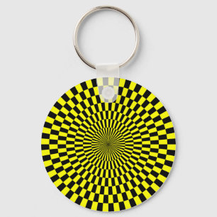 Chaveiro Arte Op - amarelo e preto
