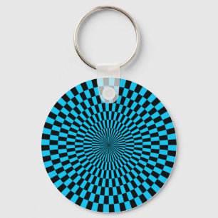 Chaveiro Arte Op - azul-céu e preto