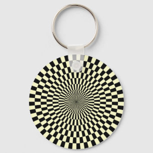 Chaveiro Arte Op - creme e preto
