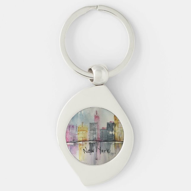 Chaveiro Arte original de Nova Iorque NYC Skyline Cityscape (Frente)