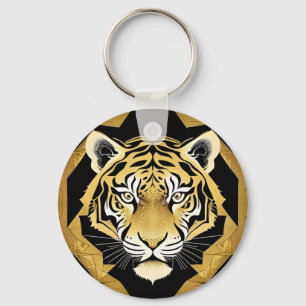 Chaveiro Arte Ornamental do Tigre Dourado