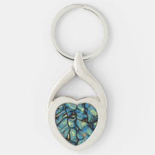 Chaveiro Arte Padrão abstrato Azul e Verde