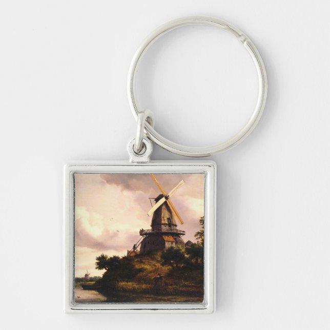 Chaveiro Arte Paisagem com um Moinho de Vento (Frente)