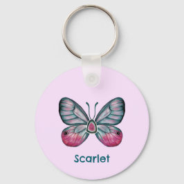 Chaveiro Arte personalizada de borboletas rosa de outubro