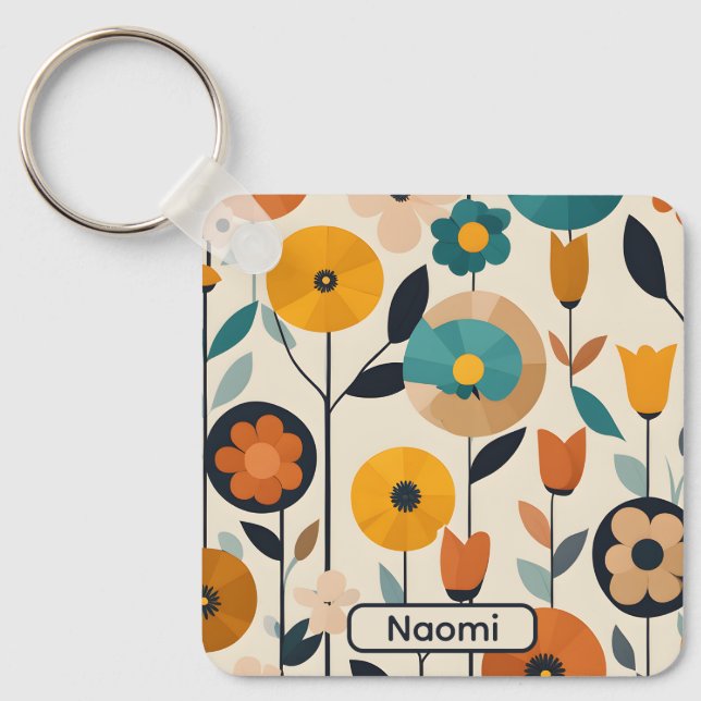Chaveiro Arte Pop MCM Flores Coloridas (Frente)
