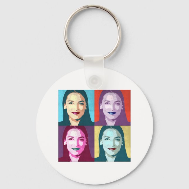Chaveiro Arte Pop Ocasio-Cortez (Frente)