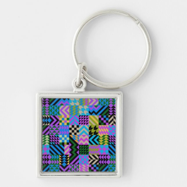 Chaveiro Arte Popular Tribal - Azul (Frente)