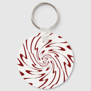 Chaveiro Arte Retro Vermelho e Abstrato de Ondas Brancas