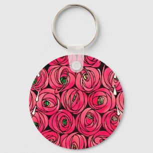 Chaveiro Arte Rosa Art Nouveau Estilizado Macintosh
