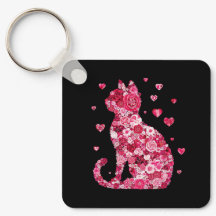 Arte Silhouette de Gato Floral