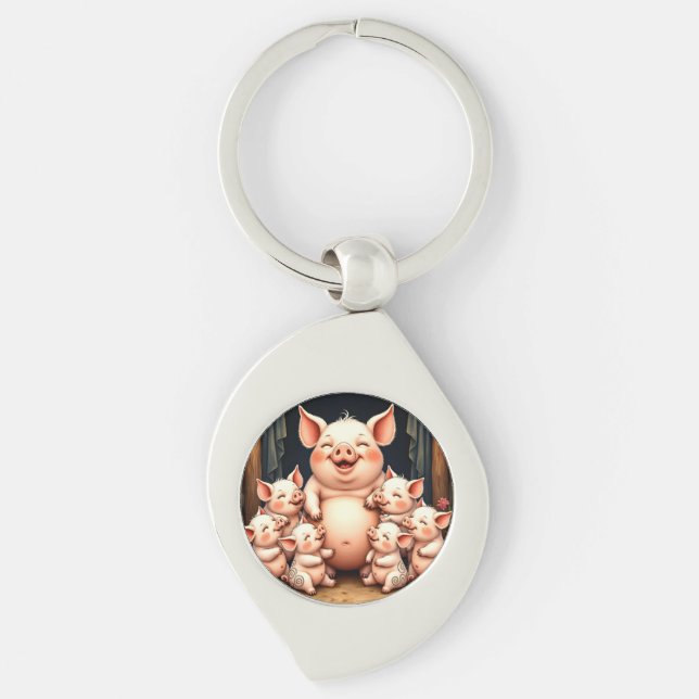 Chaveiro Arte Suína – Mãe e Leitões (Frente)