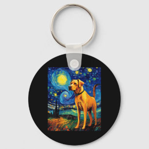 Chaveiro Arte Surrealista do Céu Noturno com Cachorro Black