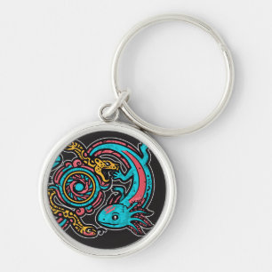 Chaveiro Arte Tribal da Batalha do Deus Asteca Xolotl com J