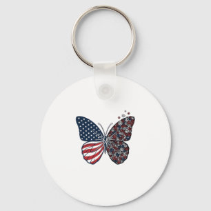 Chaveiro Arte Vetorial Borboleta da Paz Patriótica Vintage_