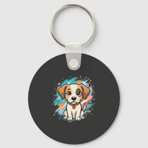 Chaveiro Arte Vetorial de Cachorro Fofo com Salpico de Tint